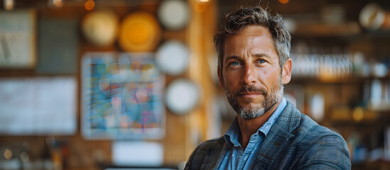 A seasoned professional business speaker facilitating a whiteboard session on innovative product development for a company or organization