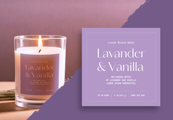 Candle Label Vintage Layout with Violet Accents