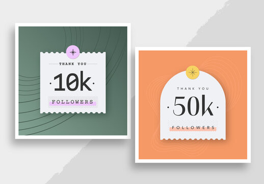 10K Followers Post Layout with Vintage Sticker