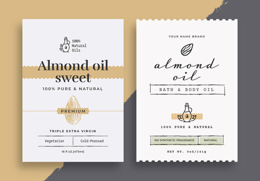Almond Oil Vintage Label Layout for Package