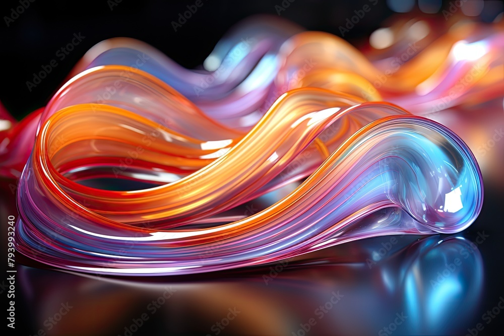 Fototapete A detailed view of a colorful object placed on a table, showcasing its intricate design and vibrant hues
