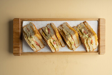 Classic club sandwich with Turkey Ham, Egg, Cheese, Vegetables
