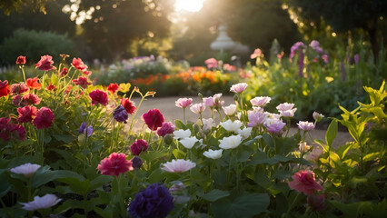 Obraz premium view of beautiful flower plants in the morning