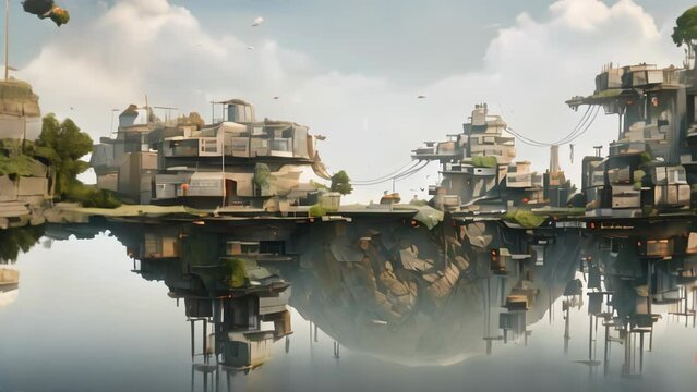 flying island Footage 4K