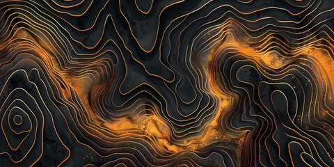 Luxury gold abstract line art background vector. Mountain topographic map background with golden lines texture, 17:9 wallpaper design for wall arts, fabric , packaging , web, banner, app, wallpaper. 