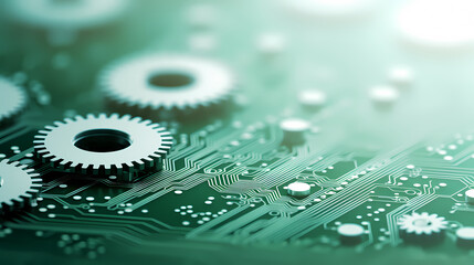 Gears on circuit board background