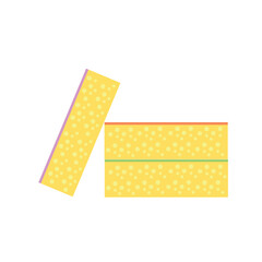 Insulated sponge for washing dishes and cleaning the house, color vector illustration in the flat style