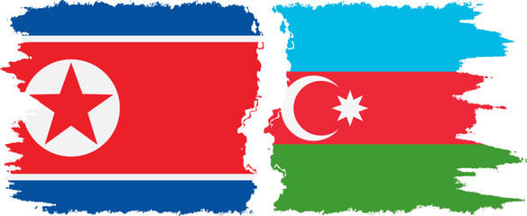 Azerbaijan and North Korea grunge flags connection vector
