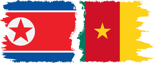 Cameroon and North Korea grunge flags connection vector