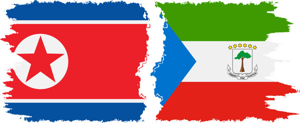 Equatorial Guinea and North Korea grunge flags connection vector