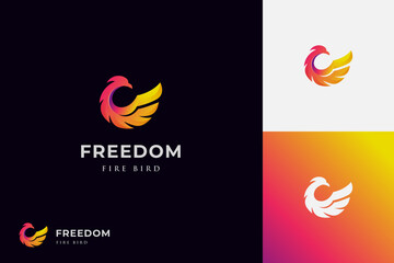 awesome phoenix gradient logo illustration. Abstract logo design element. phoenix wing logo animal abstract