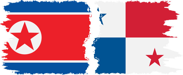 Panama and North Korea grunge flags connection vector