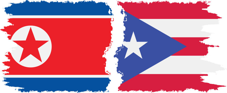 Puerto Rico and North Korea grunge flags connection vector