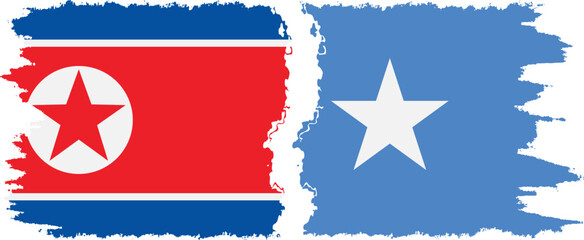 Somalia and North Korea grunge flags connection vector
