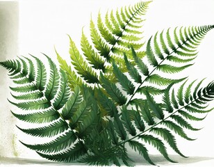 Fototapeta na wymiar drawing of fern plant leaves on white background