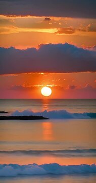 Sunset painting skies above ocean horizon