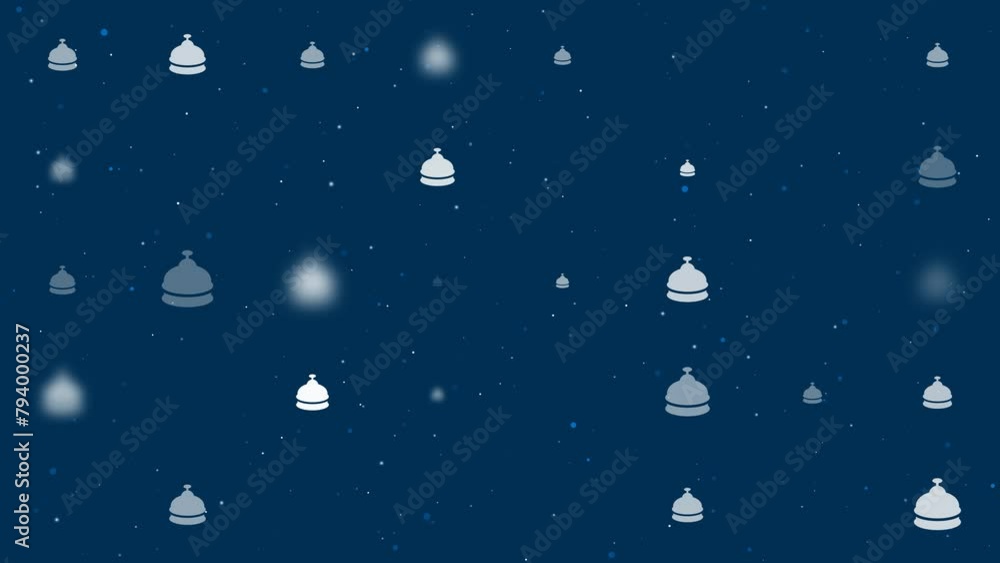 Poster template animation of evenly spaced reception bell symbols of different sizes and opacity. animation