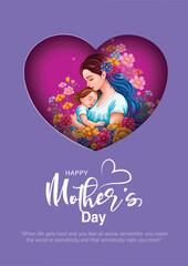 Obraz premium Happy mother's day greeting. Loving Mother holding son. Family holiday and togetherness. abstract vector illustration design.