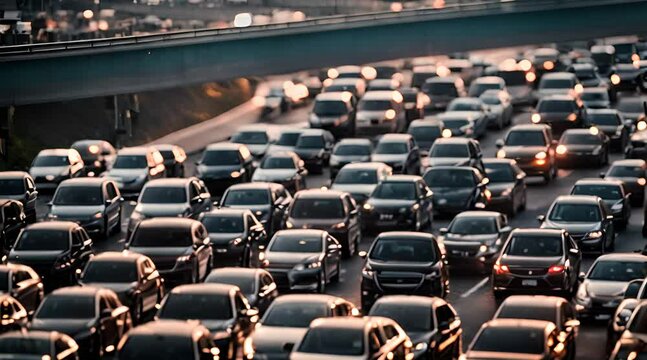 Rush Hour Paralysis: Expressway Traffic Jam during Peak Commute
