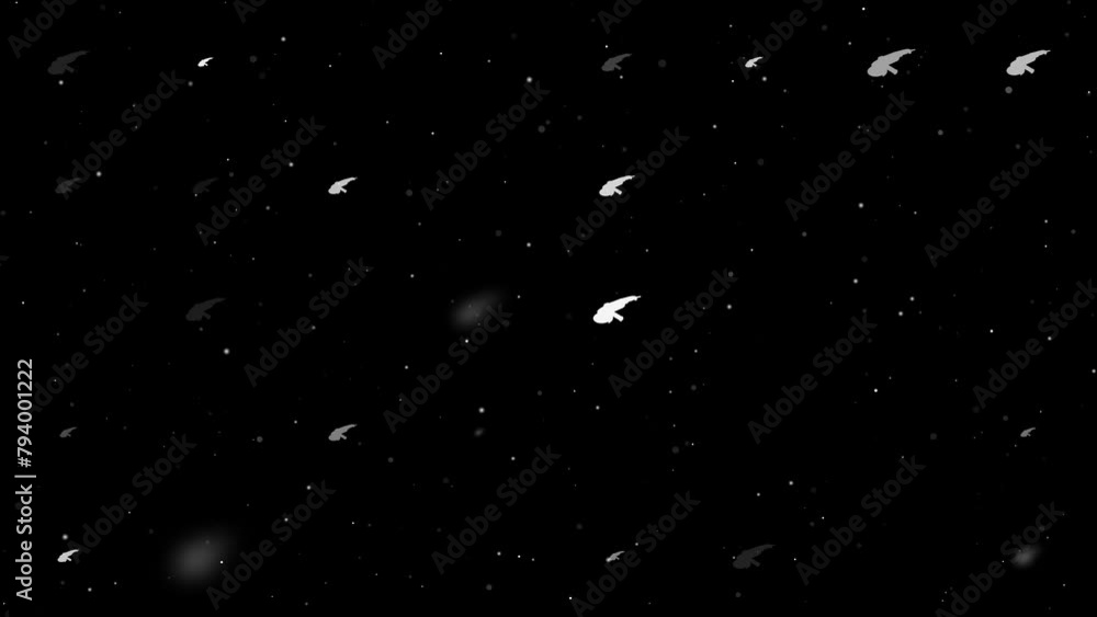 Poster template animation of evenly spaced angle grinder symbols of different sizes and opacity. animation 