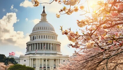 Capitol Charm: Springtime at the USA Congress in Washington D.C. - obrazy, fototapety, plakaty