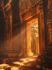 Sunlit Ancient Temple Reveals Intricately Carved Architectural Grandeur and Historical Significance