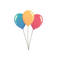 Balloon birthday isolated on white background. Three colorful balloons. Birthday party decoration element. Vector stock	
