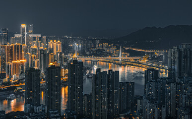 Various magical landmark buildings and complex terrains in Chongqing, China