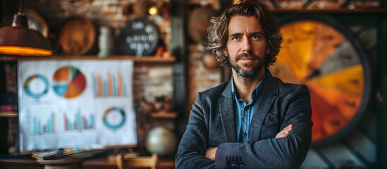 Fototapeta premium Experienced Business Consultant Providing Sales Strategy Training with Flip Chart