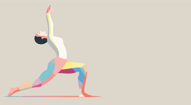 fitness yoga pose. minimal abstract vector illustration of a woman in a yoga position