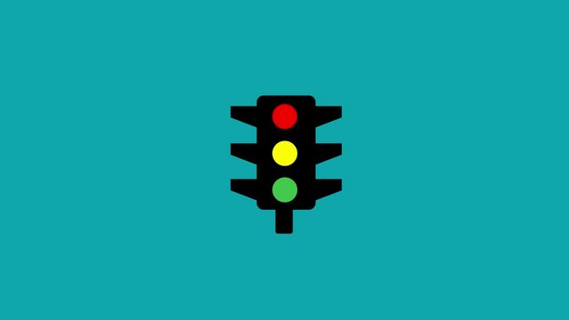 Traffic Signals icon, Simple traffic light icon design animation.