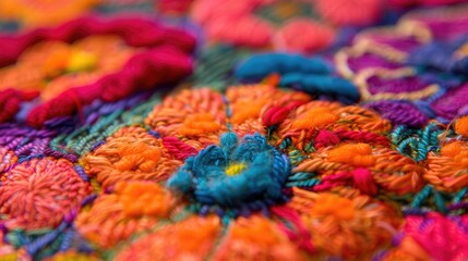 Close up of vibrant handmade carpet