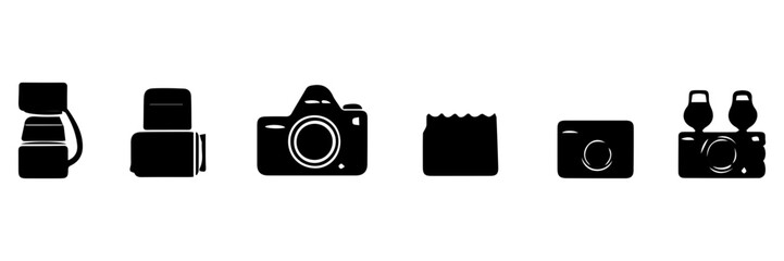 hand drawn illustration of a man face camera icon set
