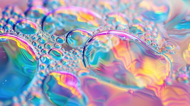 Colorful backgrounds made from soap bubbles creating rainbow hues