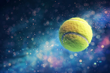 a flying tennis ball in space