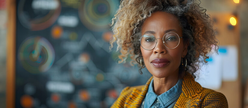 Mature Female Business Leader Mentoring Employees on Problem Solving Techniques Using Flipchart in Corporate Setting