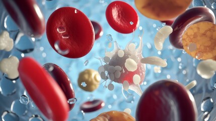 Red and white blood cells - obrazy, fototapety, plakaty