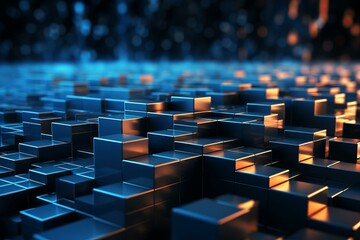 Obraz premium b'Blue and orange 3D cubes background'
