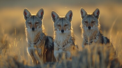 Concentrated expressions of jackals - obrazy, fototapety, plakaty