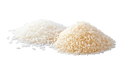 White rice (Thai jasmine rice) and unground rice isolated on white background