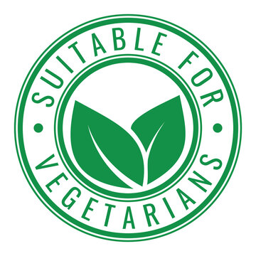 Green Isolated Suitable for Vegetarians stamp sticker with Leaves icon transparent PNG