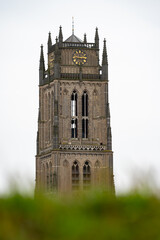 Fototapeta na wymiar View on old church tower in Zaltbommel medieval town, Gelderland, Netherlands