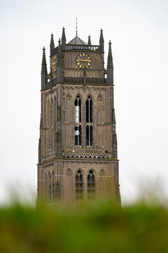 View on old church tower in Zaltbommel medieval town, Gelderland, Netherlands