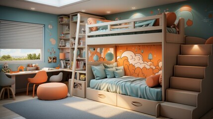 b'A cozy and stylish bedroom for a young child'