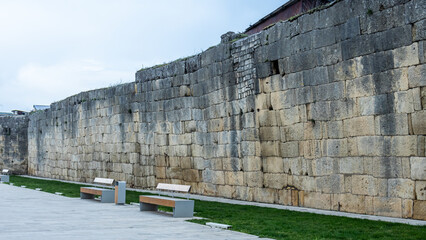 The fortress wall. A monument of ancient Persian fortification architecture. The wall is made of...