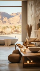 b'Bathroom with a Desert View'