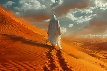 Foto op Aluminium b'A person walking alone in the desert' © Adobe Contributor