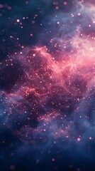 Fototapeta premium Glowing pink and blue particles on a dark background