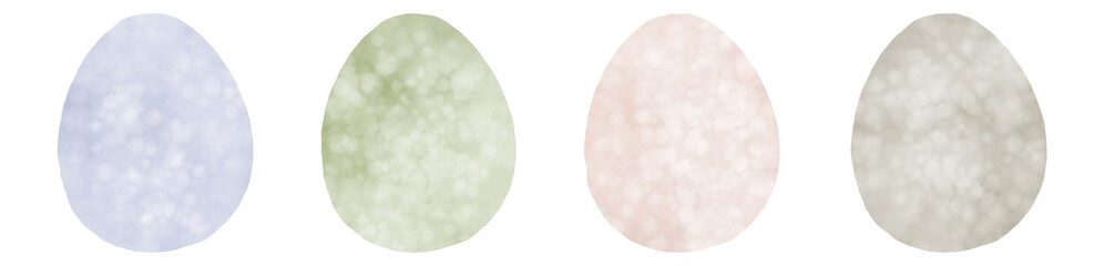 Collection of watercolor hand drawn easter eggs on white background