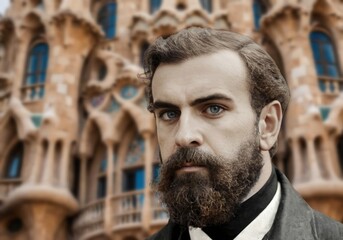 Antoni Gaudí i Cornet (1852-1926) was a renowned Catalan architect and designer, widely considered the greatest exponent of Catalan Modernism - obrazy, fototapety, plakaty